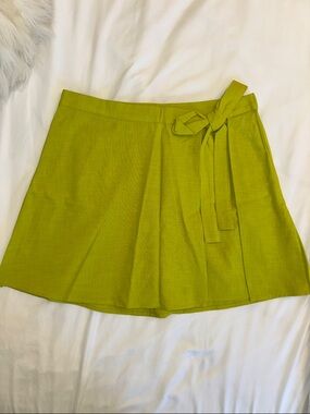 a new day Lime Green Tie-Waist Skater Skirt